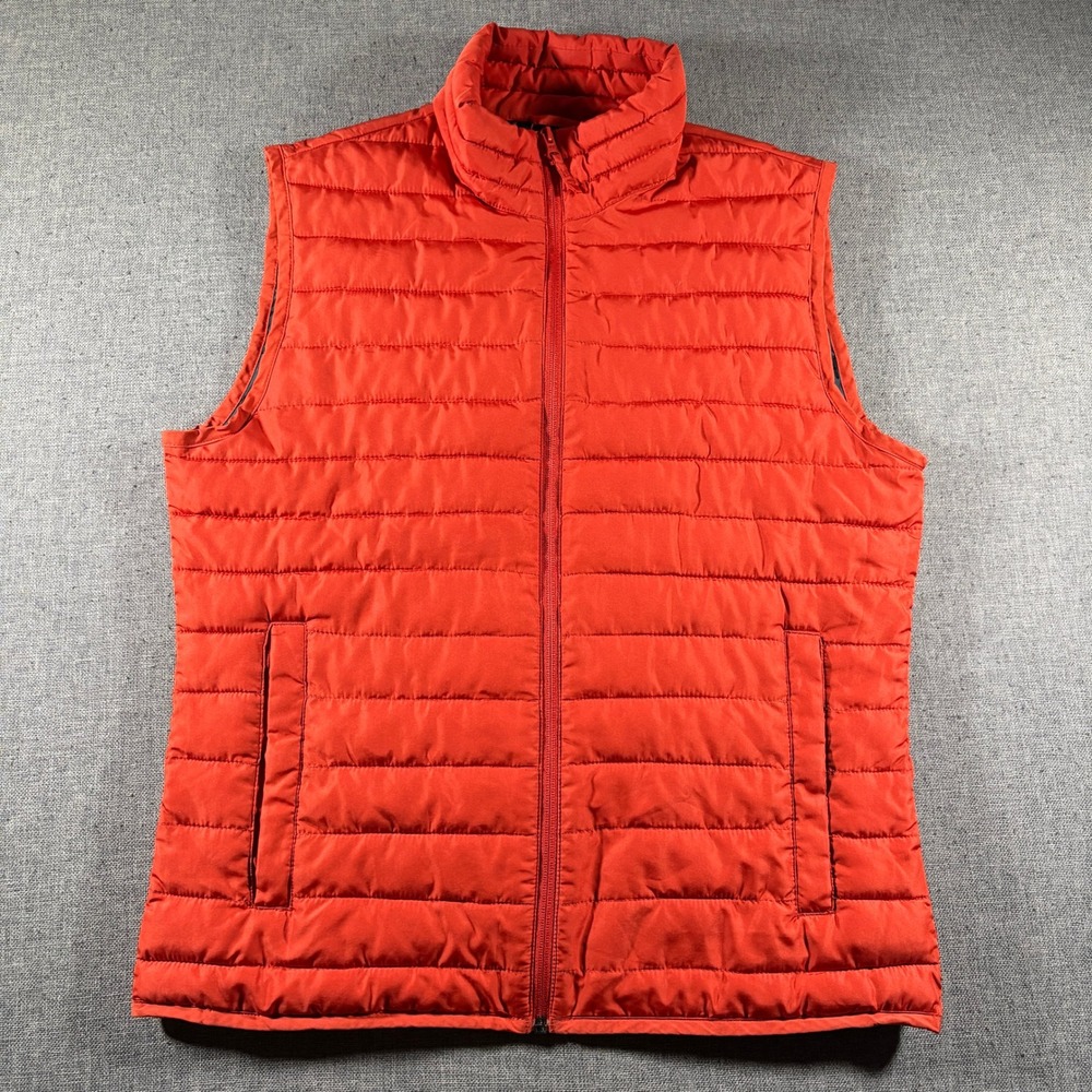 Gap Puffer Vest‎ Mens Small Orange Quilted Windproof Water Resistant Layering